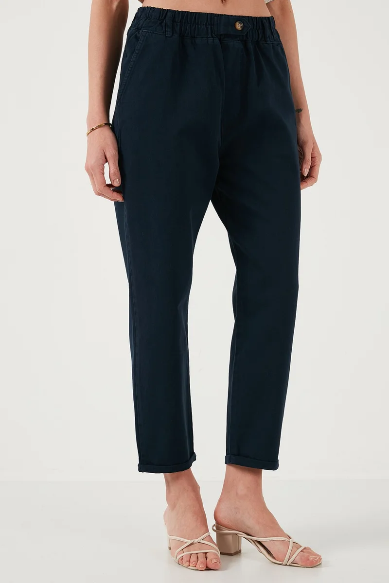 Lela Cotton Standard Fit High Waist Straight Leg Trousers Women's Trousers 668YP4924