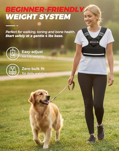 BAGAIL Adjustable Weighted Vest for Women 410lb Comfortable UNeck Rucking Vest with 6 Removable Weights Storage Pocket and Reflective Strips for Walking Jogging Weight Loss Home Workouts - Image 3
