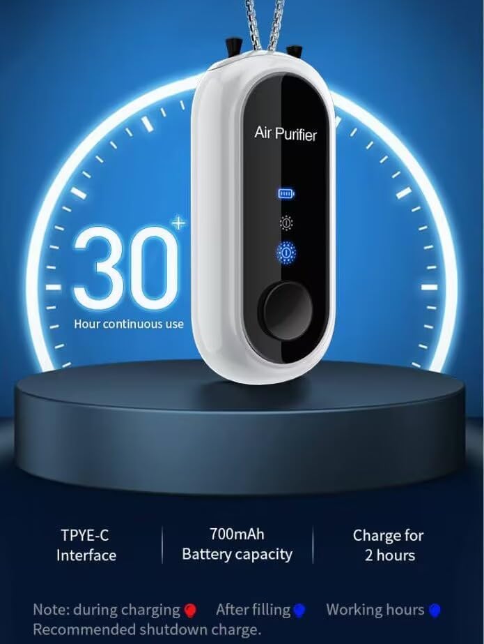NALACAL Portable Air Purifier Necklace, Personal Small Air Purifiers, No Static Electricity, Rechargeable Lonizer, for Bedroom, Car and Airplane, Portable Mini Air Lonizer, Wearable Air Purifier Necklace - Image 2