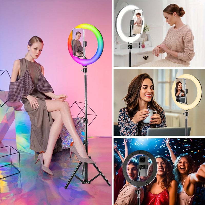 ZOMEI 10 Inch RGB Selfie Ring Light With Tripod And Extension Rod For Live Streaming Black - Image 5