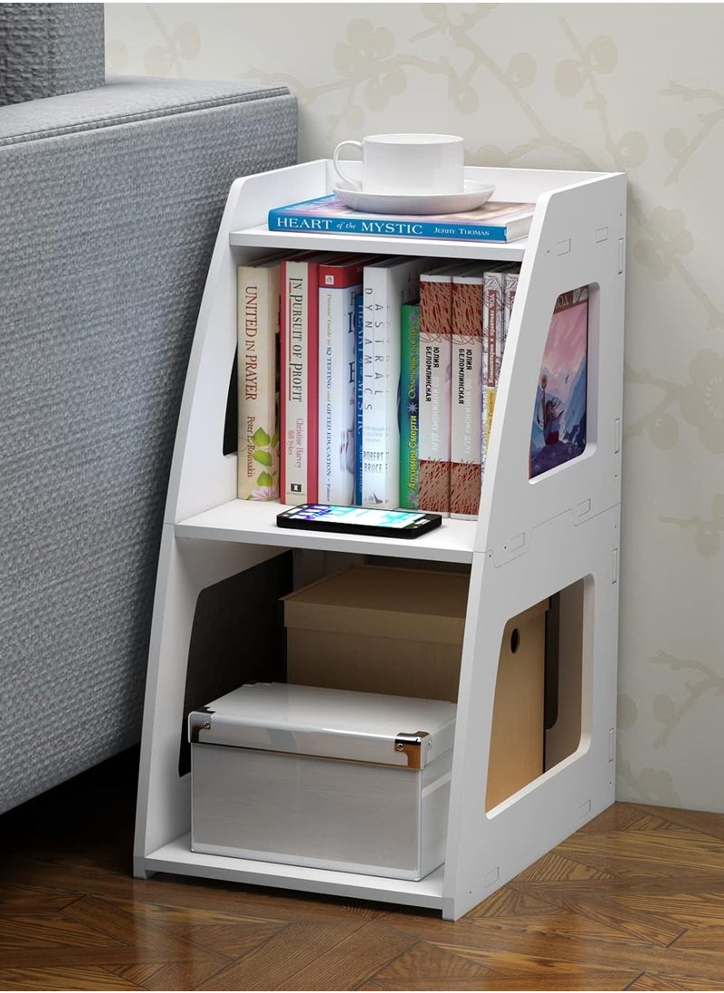 Generic - Ladder Bookshelf Bookcase Small, 3-Tier End Table Bed Side Table Nightstand for Living Room, Bedroom, Bathroom, Small Spaces - White - Image 1