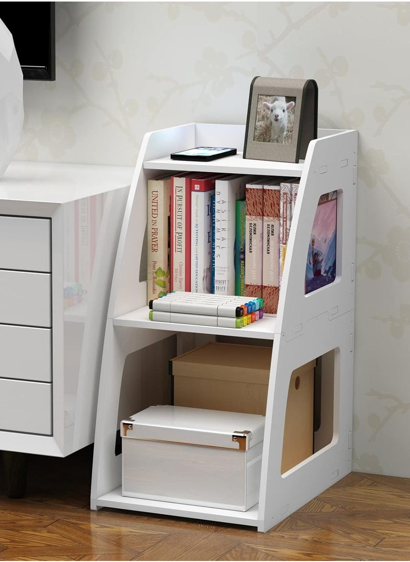 Generic - Ladder Bookshelf Bookcase Small, 3-Tier End Table Bed Side Table Nightstand for Living Room, Bedroom, Bathroom, Small Spaces - White - Image 1