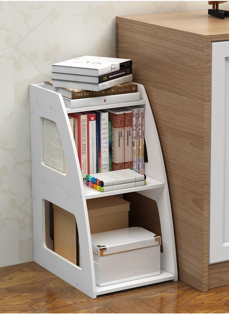 Generic - Ladder Bookshelf Bookcase Small, 3-Tier End Table Bed Side Table Nightstand for Living Room, Bedroom, Bathroom, Small Spaces - White - Image 1