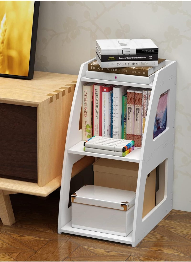 Generic - Ladder Bookshelf Bookcase Small, 3-Tier End Table Bed Side Table Nightstand for Living Room, Bedroom, Bathroom, Small Spaces - White - Image 1