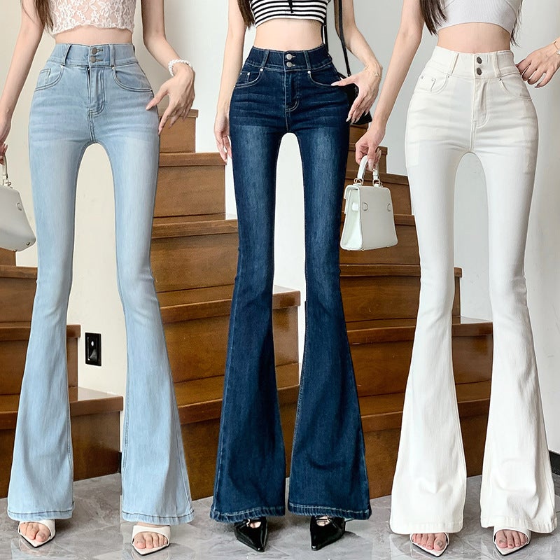 Ready Stock, Come With Crotch Pads, Black Double-Button Bootcut Jeans For Women, High-Waisted, Slim-Fitting, Stretchy Floor-Length Pants - Image 5