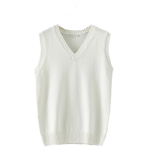 Betonsa Men Women Knitted Cotton V-Neck Vest JK Uniform Pullover Sleeveless Sweater School Cardigan - Image 2
