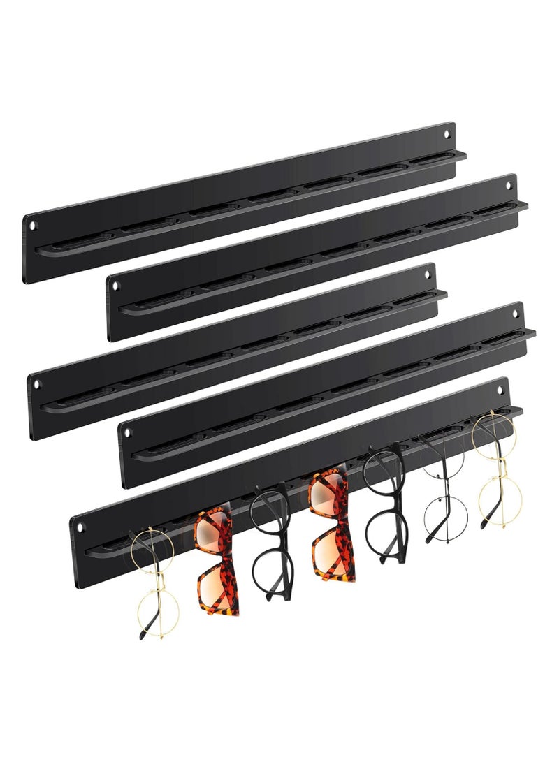TPGP 5 Pack Acrylic Sunglasses Organizer Storage – Wall Mounted Eyewear Display Rack, Black  - Image 1