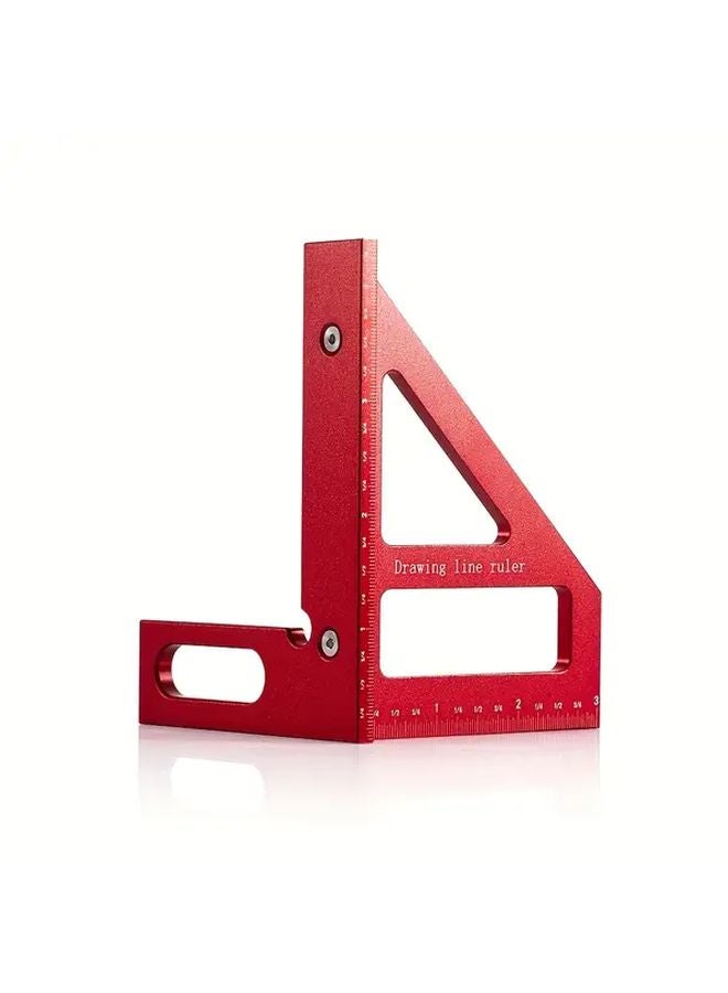 Red Heavy Duty Aluminum Alloy Woodworking Square Ruler 45 90 Degree Precision Alignment Tool - Image 1