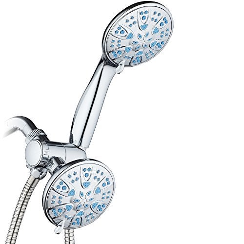 AquaDance for California Premium High Pressure Antimicrobial 30setting 3 Way Dual Handheld Shower Head Combo Stainless Steel Hose Water Diverter Chrome Finish - Image 1