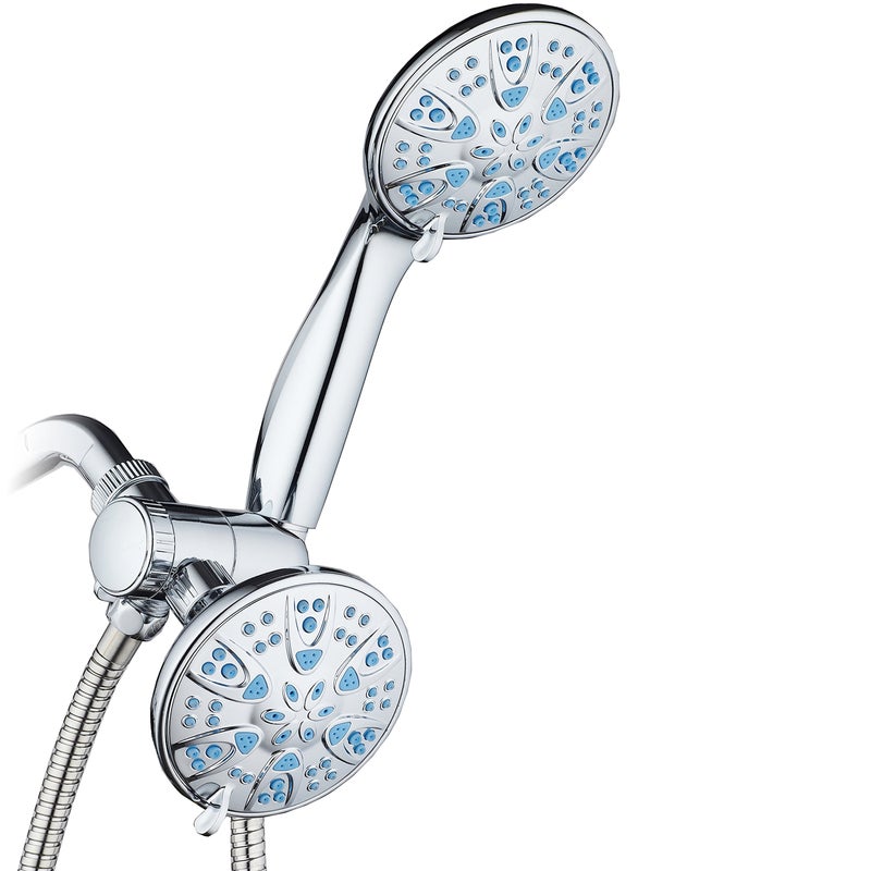 AquaDance for California Premium High Pressure Antimicrobial 30setting 3 Way Dual Handheld Shower Head Combo Stainless Steel Hose Water Diverter Chrome Finish - Image 2