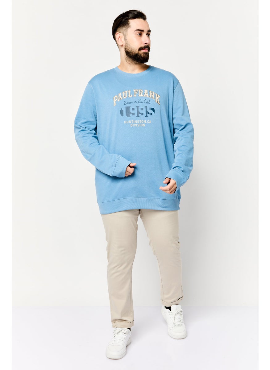 Paul Frank Men Crew Neck Graphic Print Long Sleeves Sweatshirt, Slate Blue  - Image 3