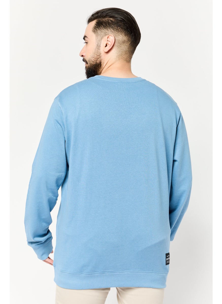 Paul Frank Men Crew Neck Graphic Print Long Sleeves Sweatshirt, Slate Blue  - Image 2