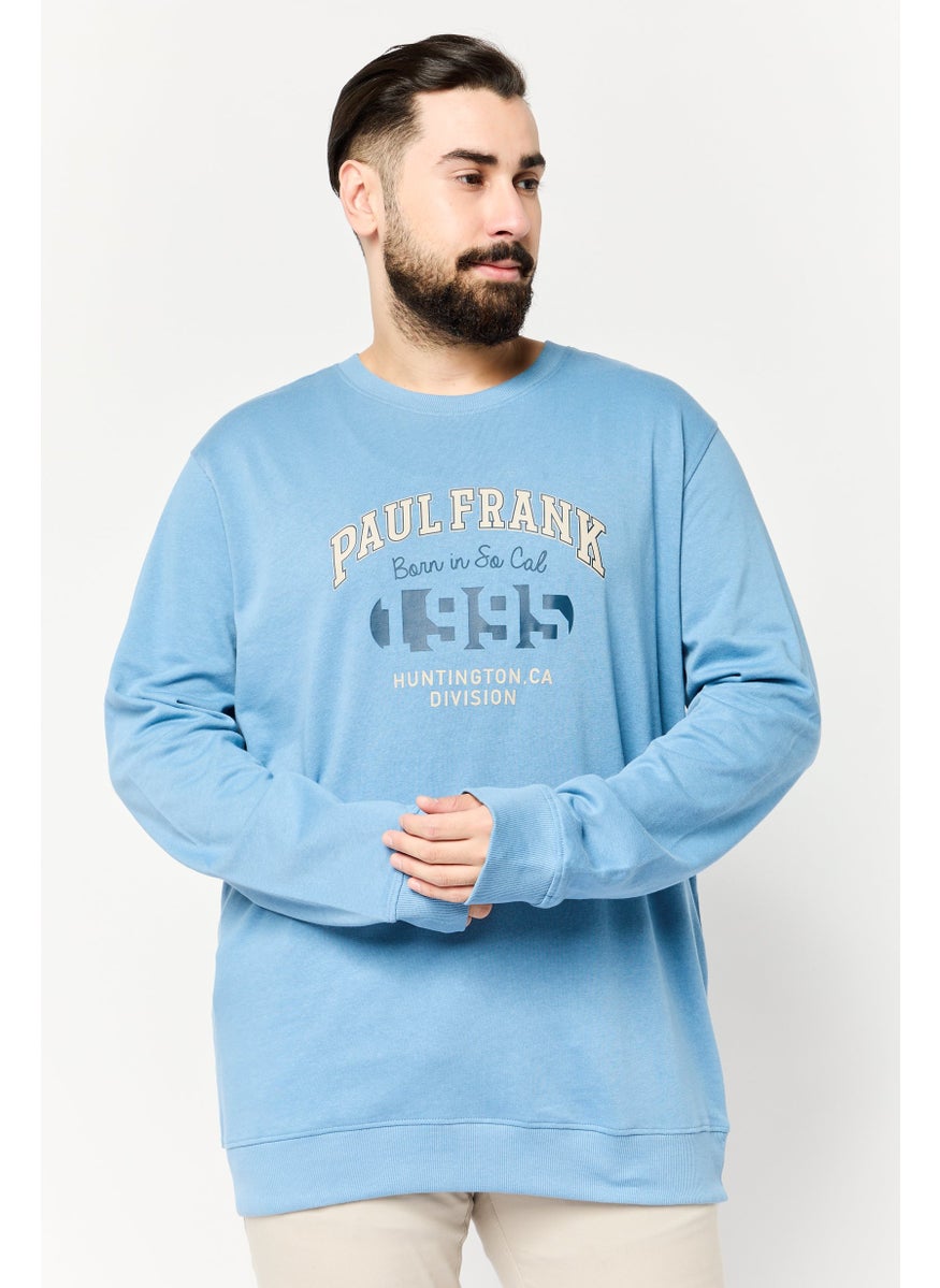 Paul Frank Men Crew Neck Graphic Print Long Sleeves Sweatshirt, Slate Blue  - Image 1