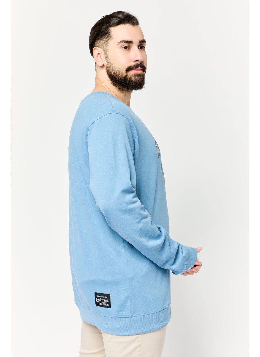 Paul Frank Men Crew Neck Graphic Print Long Sleeves Sweatshirt, Slate Blue  - Image 4