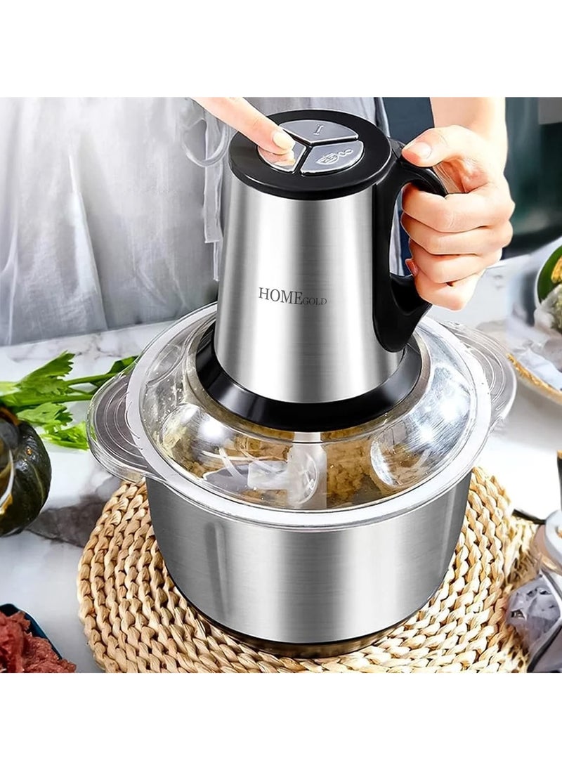Home Gold Home Gold 1000 Chopper, 5 Liter Capacity, 2 Speeds, Multi-Color, 4 Sharp Blades, Stainless Steel Gears, Rust-Proof Stainless Steel Bowl, 12 Months Warranty  - Image 3
