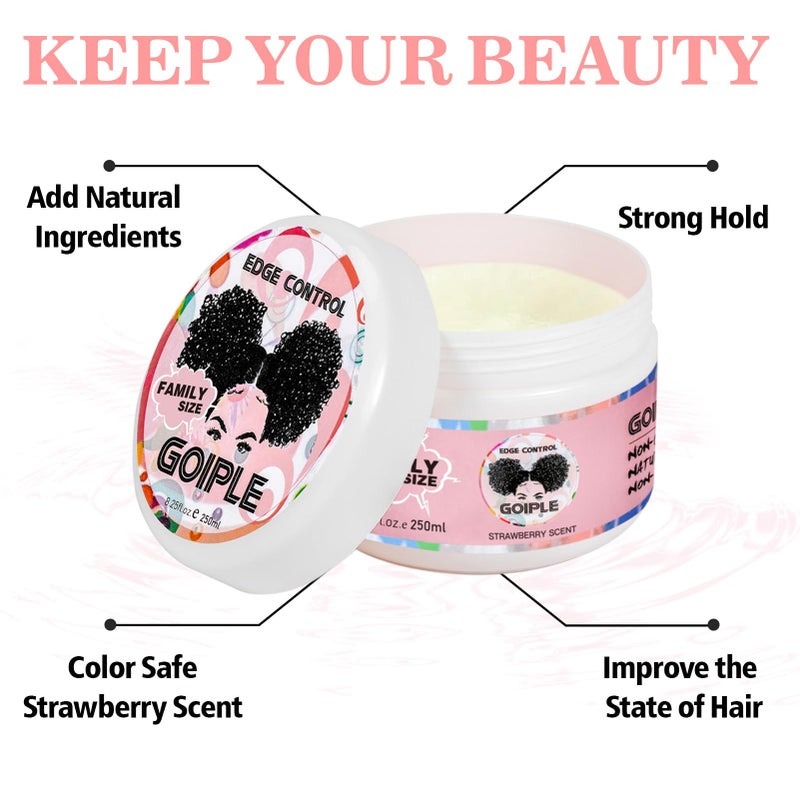 Goiple 8.25 OZ Edge Control Wax for Women Strong Hold Non-greasy Edge Smoother, Edge Control for Back Hair Extreme Hold Pack, Hair Gel for All Hair Types, No Flaking, Extra Hold Water-based Edge Stay Gel Set - Image 3