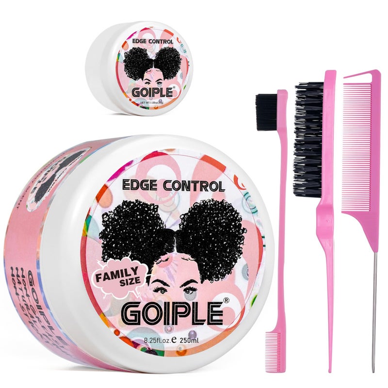 Goiple 8.25 OZ Edge Control Wax for Women Strong Hold Non-greasy Edge Smoother, Edge Control for Back Hair Extreme Hold Pack, Hair Gel for All Hair Types, No Flaking, Extra Hold Water-based Edge Stay Gel Set - Image 1