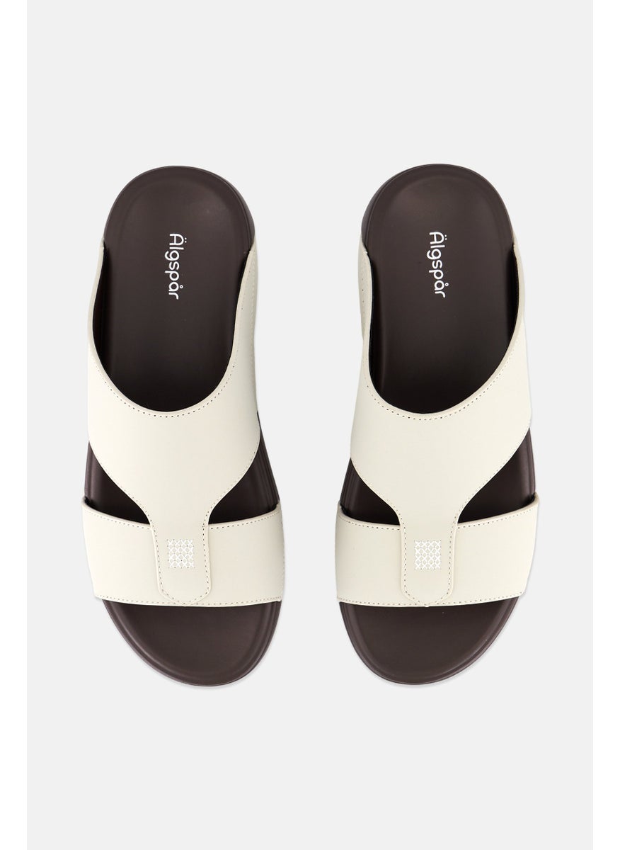 Algspar Men 2 Strap Slip On Arabic Sandals, Beige  - Image 3