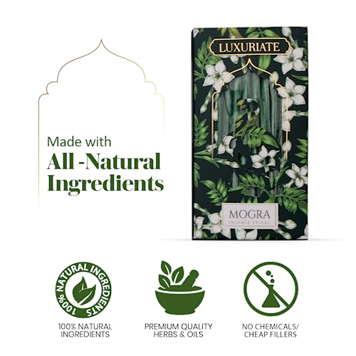 LUXURIATE Mogra Bambooless Incense Dhoop | Natural Herbal Incense Organic Incense, Long-Lasting Incense Stick, Agarbatti for Puja | Luxury Premium Incense - Pack of 1 (20 Sticks) - Image 5