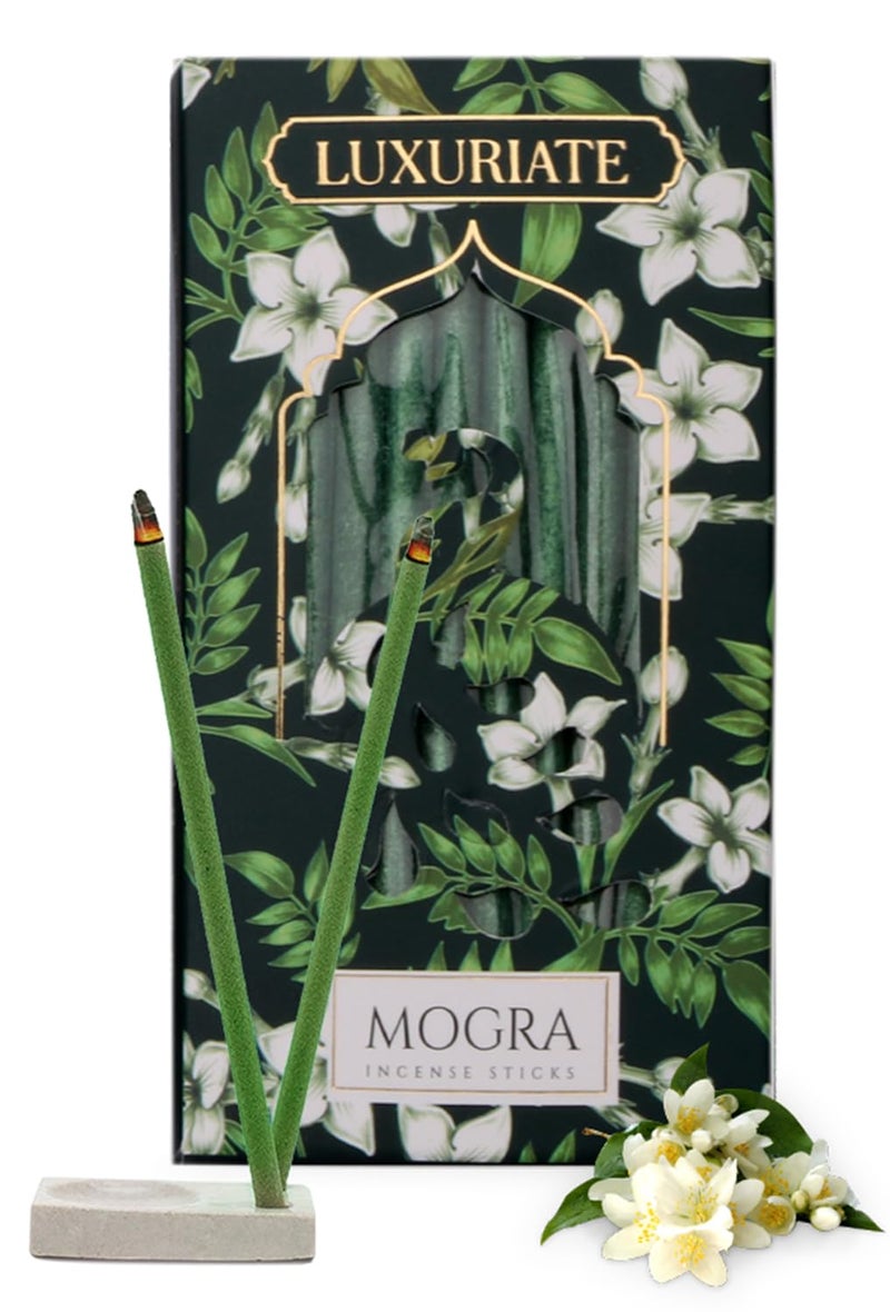 LUXURIATE Mogra Bambooless Incense Dhoop | Natural Herbal Incense Organic Incense, Long-Lasting Incense Stick, Agarbatti for Puja | Luxury Premium Incense - Pack of 1 (20 Sticks) - Image 1
