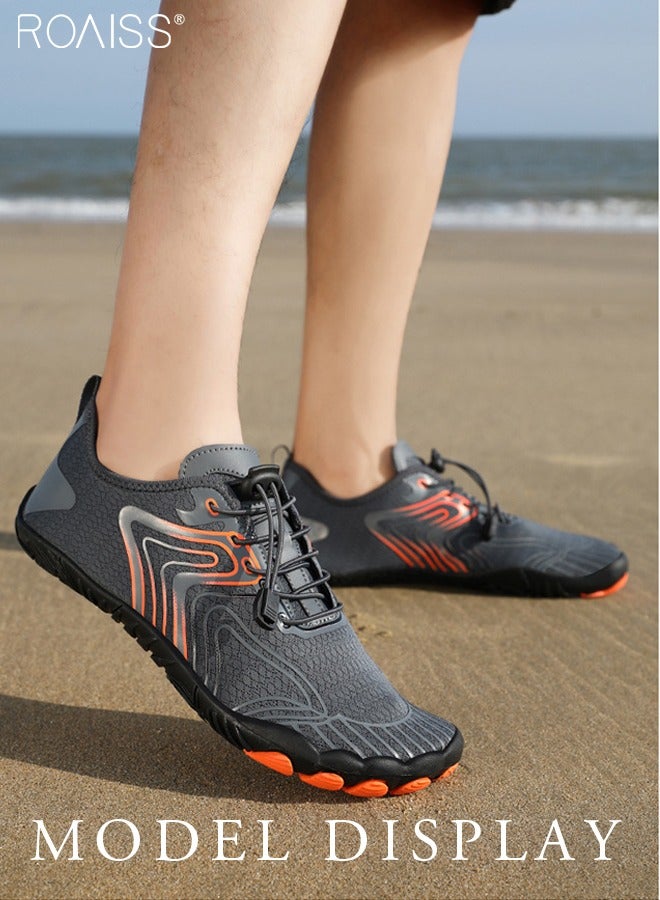 roaiss Adult Men Outdoor Water Beach Shoes Quick Dry Aqua Barefoot Water Shoes Soft Soled Non Slip Diving Shoes Fashion Pattern Exercise Fitness Shoes for Snorkeling Surfing Kayaking Beach Walking Yoga  - Image 1