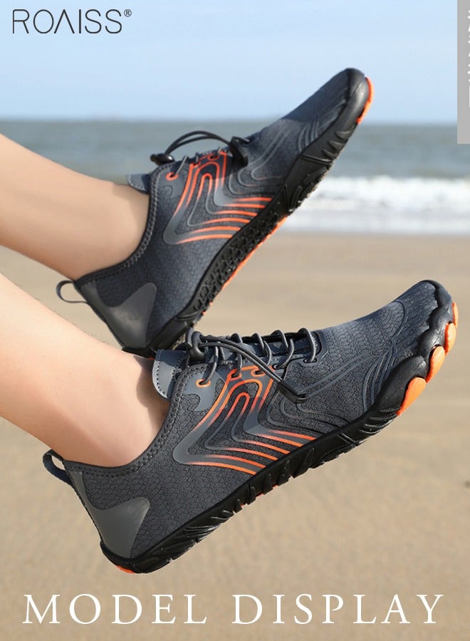 roaiss Adult Men Outdoor Water Beach Shoes Quick Dry Aqua Barefoot Water Shoes Soft Soled Non Slip Diving Shoes Fashion Pattern Exercise Fitness Shoes for Snorkeling Surfing Kayaking Beach Walking Yoga  - Image 3