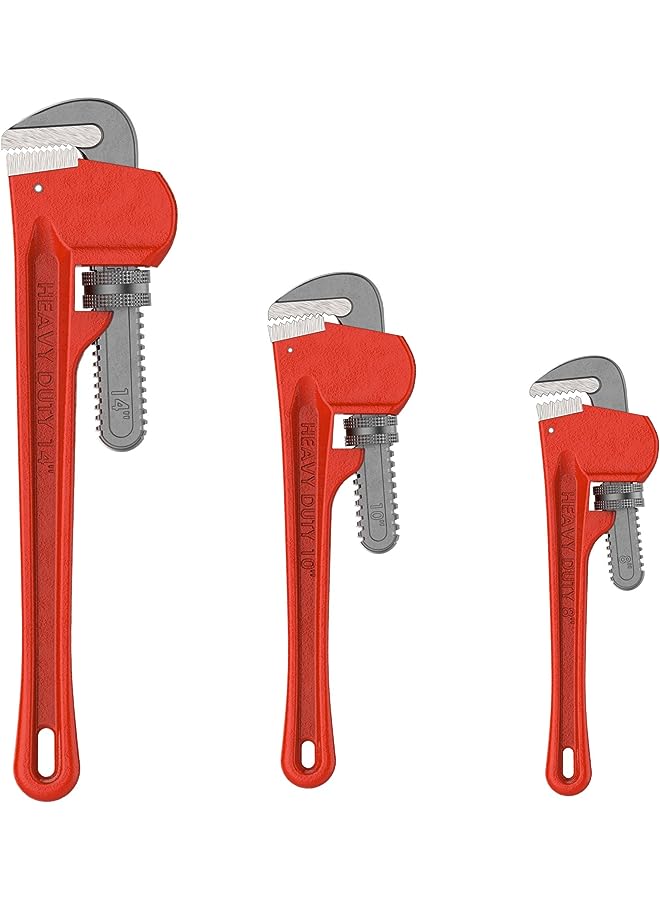 Stalwart - 75-Ht3012 Plumbers Pipe Wrench, 3 Piece 14-Inch, 10-Inch, 8-Inch Set – Home Improvement Hand Wrenches With Adjustable Jaws And Storage Pouch By  - Image 1