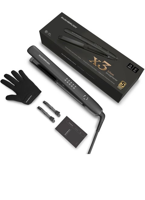 X3 Glam Straightener Black , Titanium Plates , Ionic , 230C , Fast Heat.