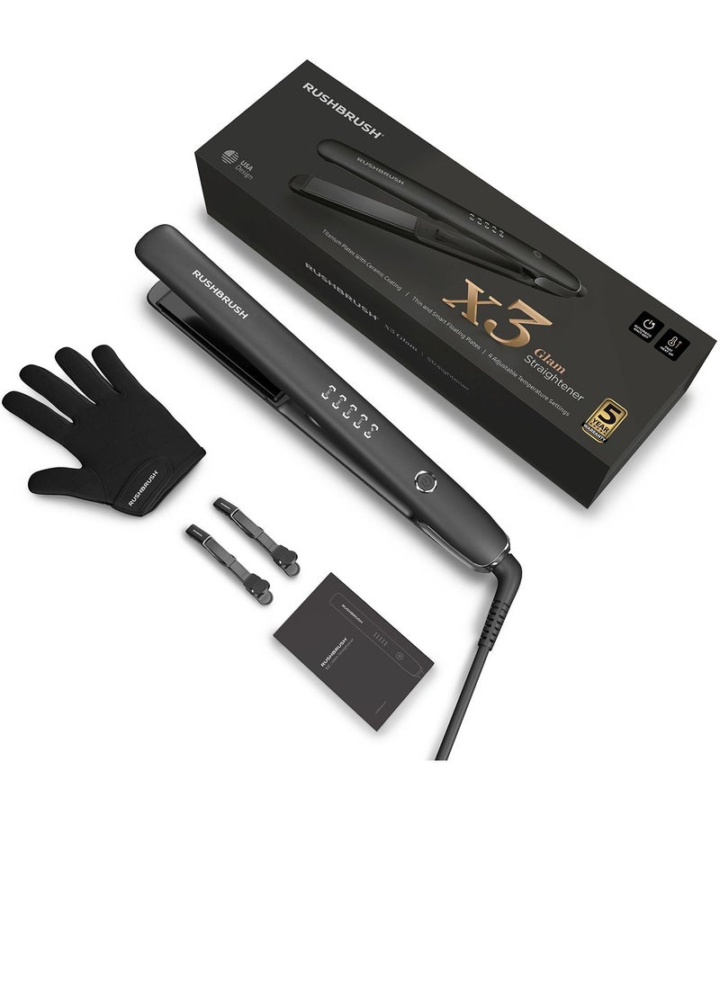X3 Glam Straightener Black , Titanium Plates , Ionic , 230C , Fast Heat.