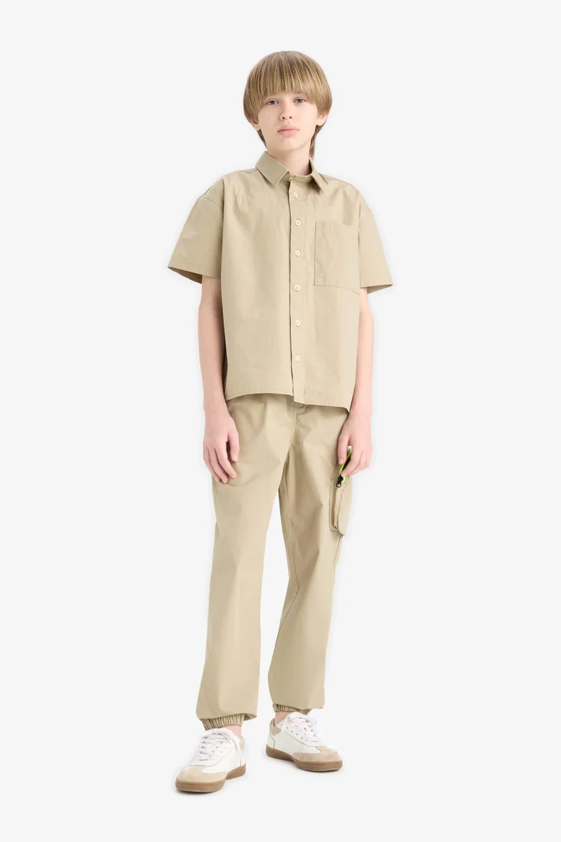 ديفاكتو Boy Oversize Polo Collar Parachute Shirt