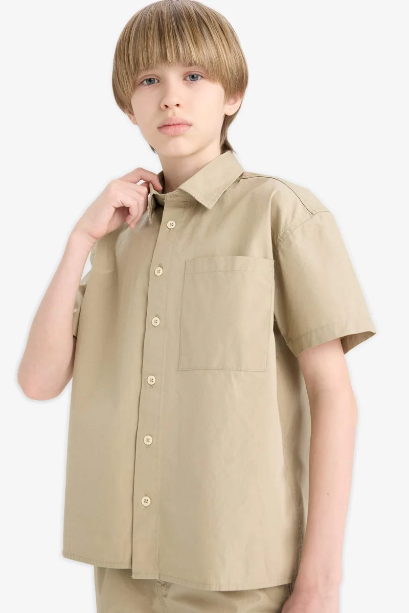 ديفاكتو Boy Oversize Polo Collar Parachute Shirt