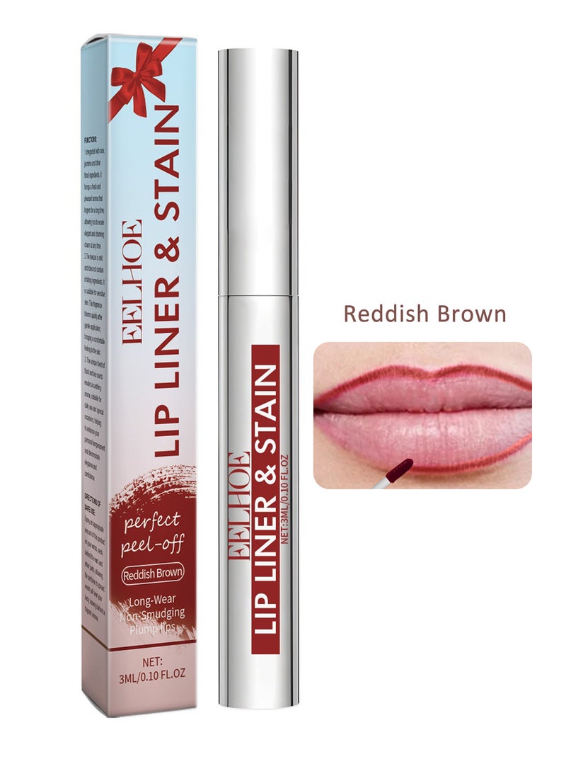 EELHOE - Lip Liner & Stain, Long Lasting Waterproof Matte Lip Liner Tattoo, Moisturizing Lip Makeup for Women, 3ml Reddish Brown - Image 1