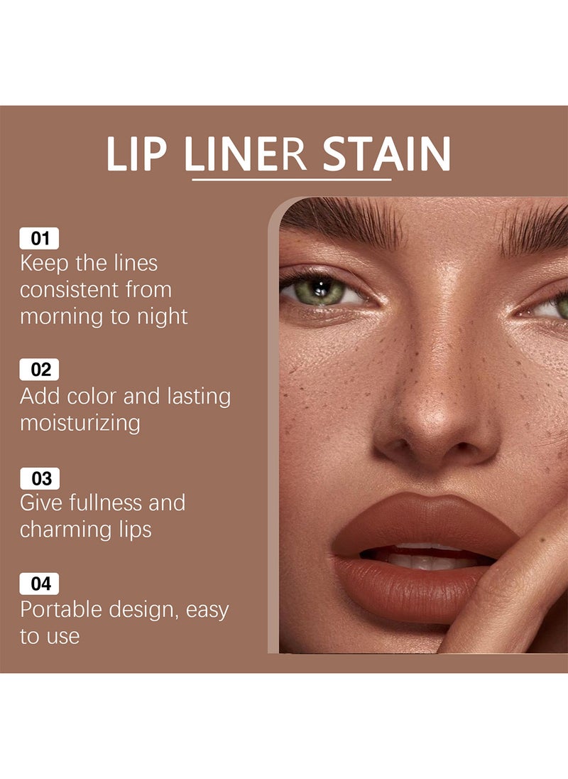 EELHOE - Lip Liner & Stain, Long Lasting Waterproof Matte Lip Liner Tattoo, Moisturizing Lip Makeup for Women, 3ml Reddish Brown - Image 1