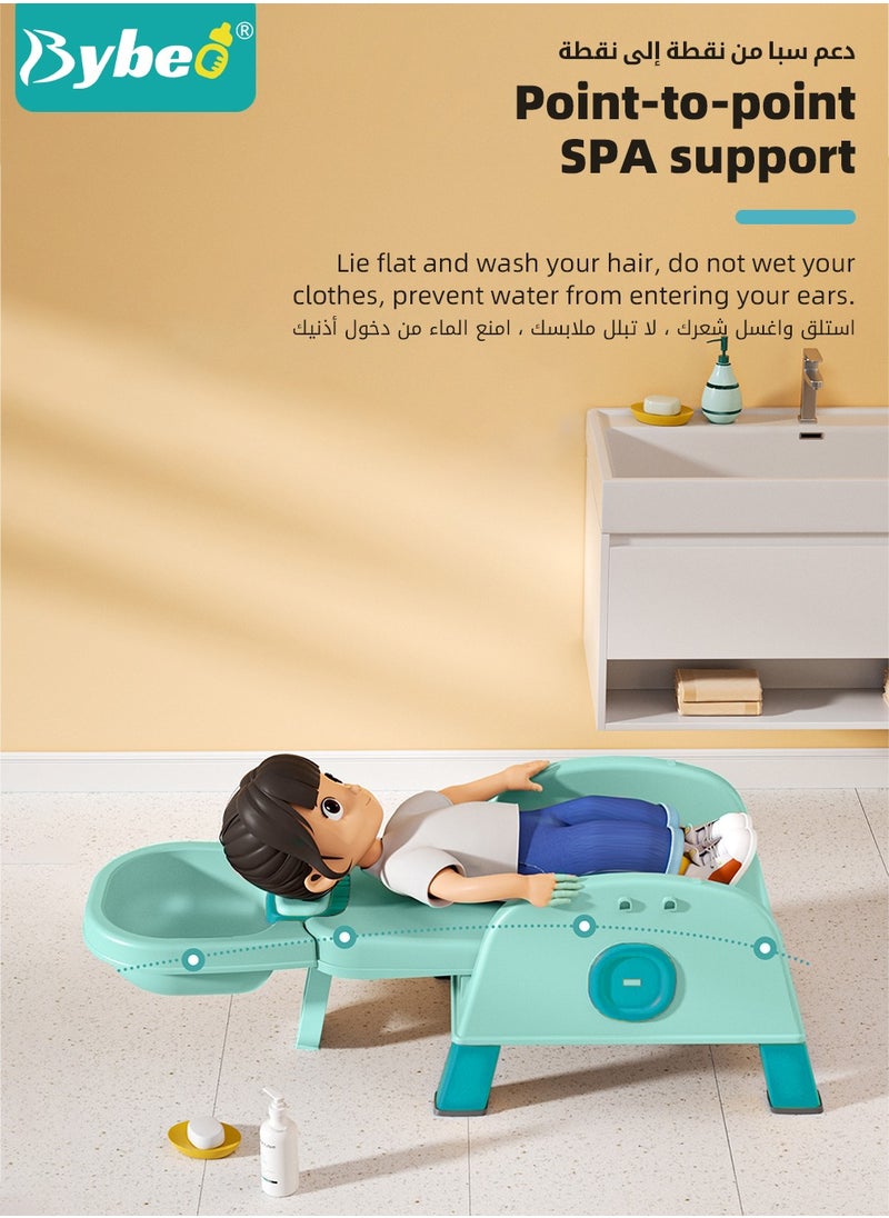 Bybeo 3-in-1 Baby Dining Chair, Multifunctional Kids Hair Washing Chair, Convertible Babies Bath Seats, Baby Feeding Chair, Foldable Kid Sofa Chair with Meal Tray Hair and Wash Utensils Set, Adjustable Height  - Image 4