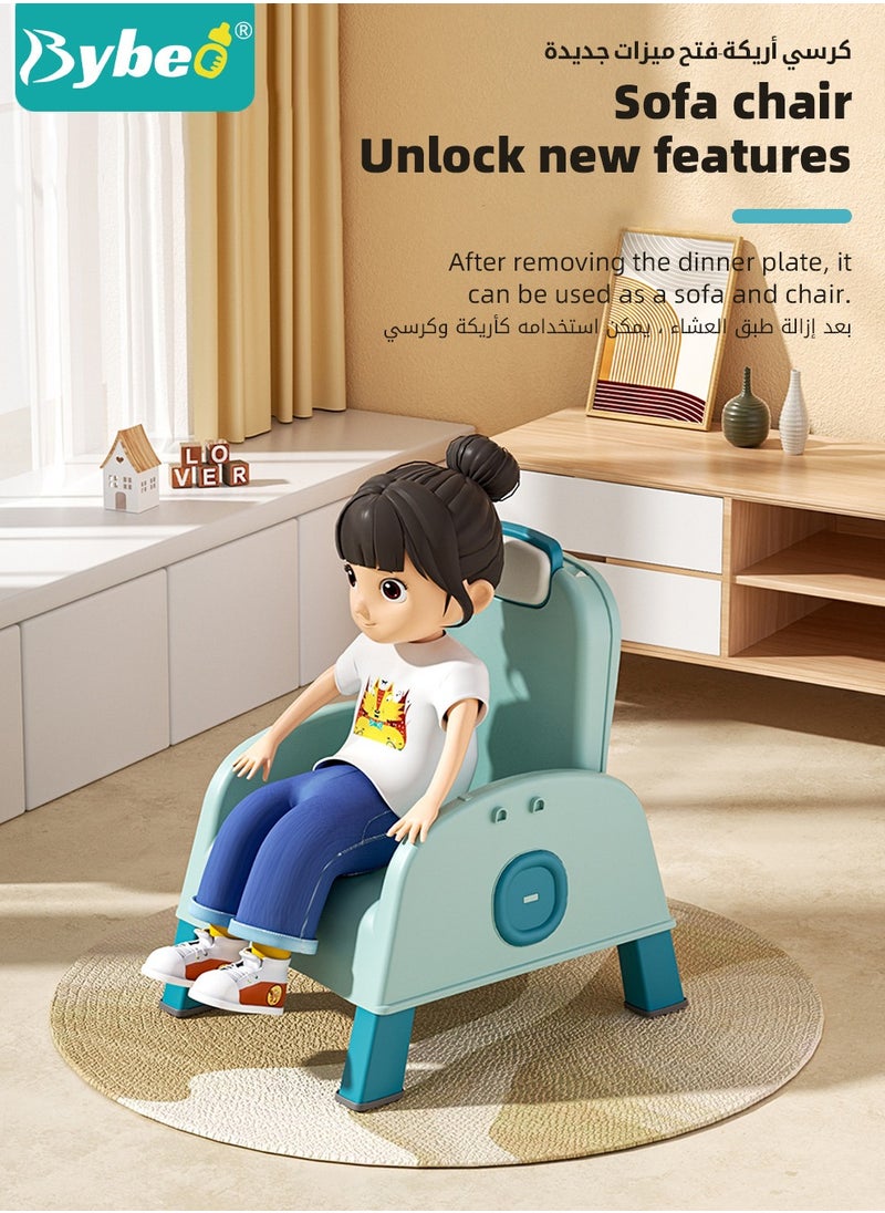 Bybeo 3-in-1 Baby Dining Chair, Multifunctional Kids Hair Washing Chair, Convertible Babies Bath Seats, Baby Feeding Chair, Foldable Kid Sofa Chair with Meal Tray Hair and Wash Utensils Set, Adjustable Height  - Image 2
