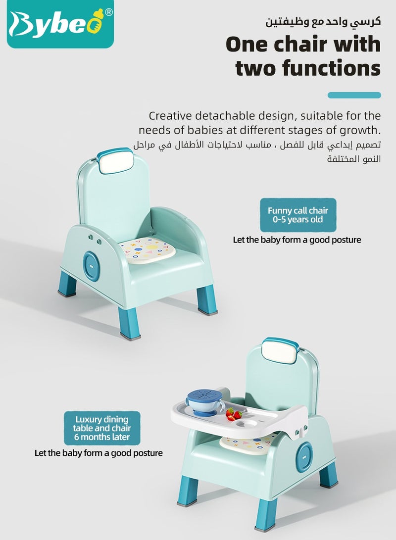 3-in-1 Baby Dining Chair, Multifunctional Kids Hair Washing Chair, Convertible Babies Bath Seats, Baby Feeding Chair, Foldable Kid Sofa Chair with Meal Tray Hair and Wash Utensils Set, Adjustable Height