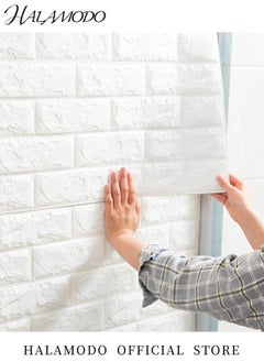 HALAMODO 3PCS 3D Wall Panels Peel & Stick Foam Brick Wall Panels Self Adhesive Waterproof Wall Panels Faux Brick Wallpaper Sticker for Interior Wall Decor in Bedroom & Living Room  - Image 2