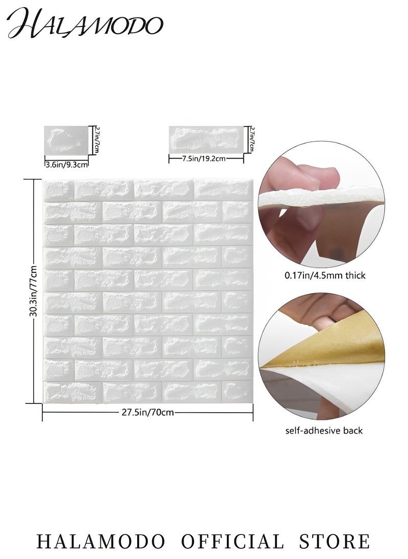 3PCS 3D Wall Panels Peel & Stick Foam Brick Wall Panels Self Adhesive Waterproof Wall Panels Faux Brick Wallpaper Sticker for Interior Wall Decor in Bedroom & Living Room