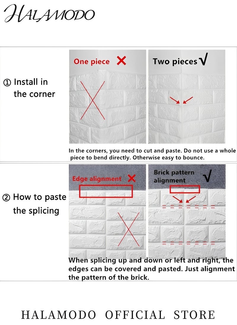 3PCS 3D Wall Panels Peel & Stick Foam Brick Wall Panels Self Adhesive Waterproof Wall Panels Faux Brick Wallpaper Sticker for Interior Wall Decor in Bedroom & Living Room