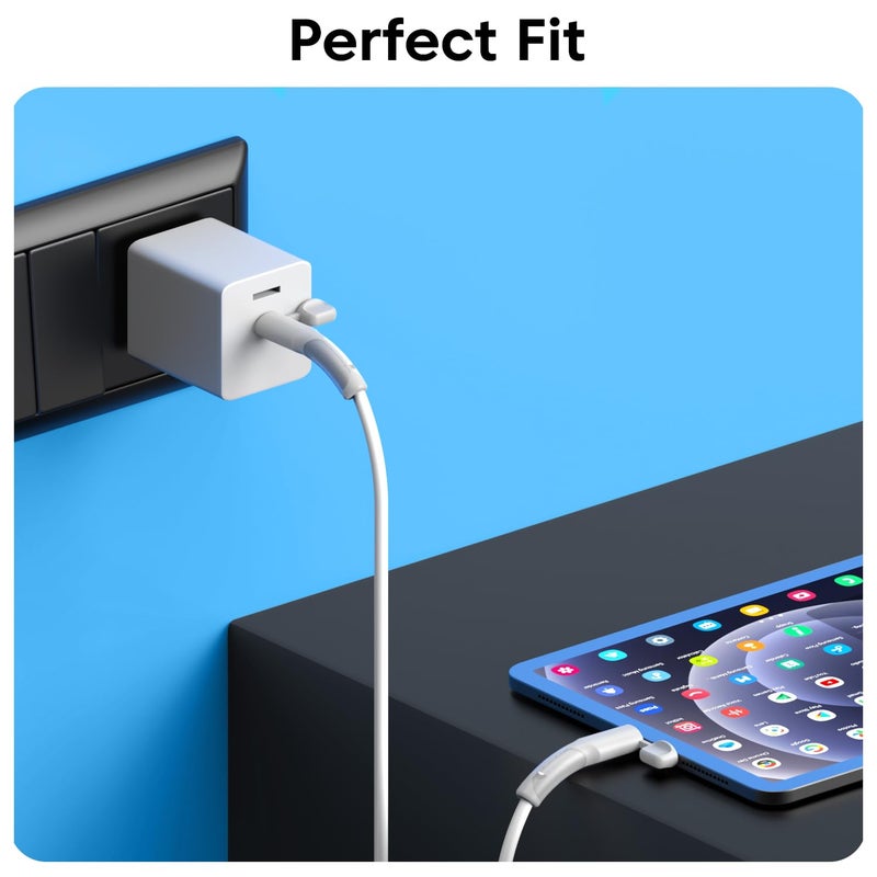 Sounce Cable End Protector for Type-C to Type-C Apple Lightning Cable – Waterproof and Dustproof Silicone Cap, Anti-Bend Cable Saver and Organizer, Only for Apple C to C Charging Cables, White - Image 5