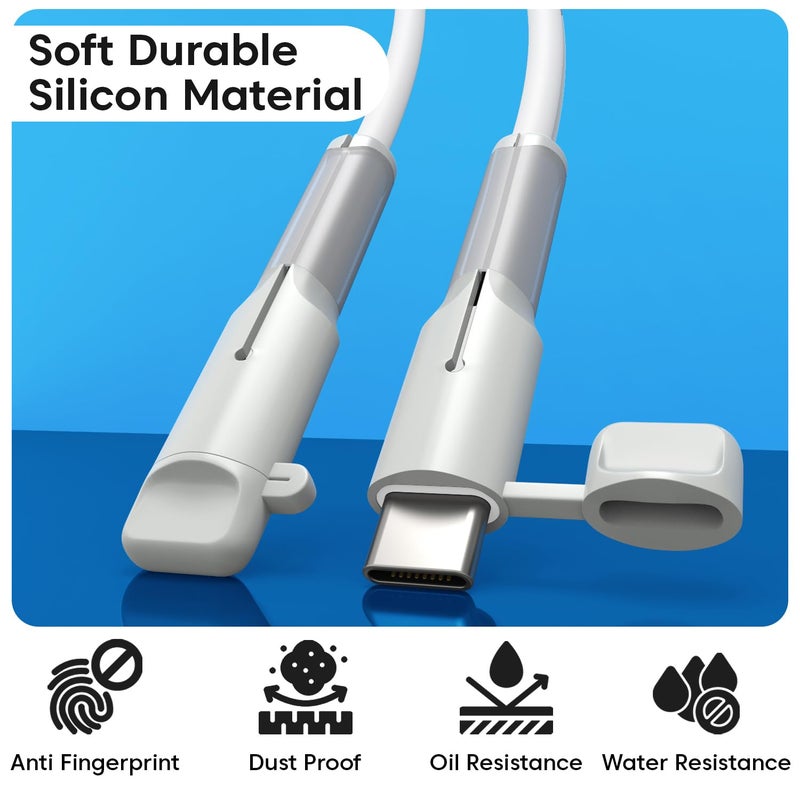 Sounce Cable End Protector for Type-C to Type-C Apple Lightning Cable – Waterproof and Dustproof Silicone Cap, Anti-Bend Cable Saver and Organizer, Only for Apple C to C Charging Cables, White - Image 4