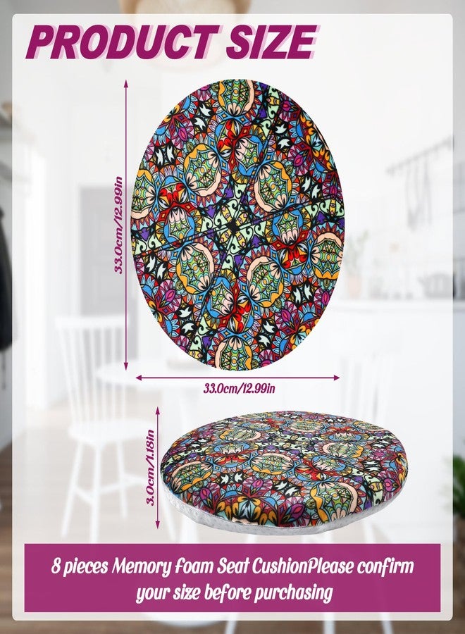 Ziliny 8 Pack 12.99" Round Chair Pad Memory Foam Round Seat Cushions Anti Slip Soft Circle Stool Cushions Detachable Chair Pad for Dining Room, Living Room, Office - Image 2