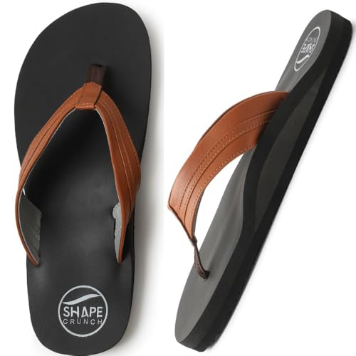 SHAPECRUNCH Arch Support Slippers for Men - Ortho Slippers with MCR Sole to Reduce Pressure on Feet, Joints, and Back (Tan, numeric_6) - Image 1
