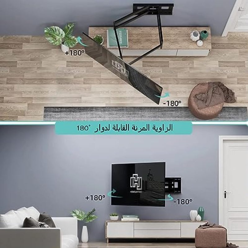حامل جداري للتلفزيون، حامل جداري للتلفزيون كامل الحركة، حامل دوار للتلفزيون مقاس 30 بوصة - 85 بوصة LED LCD HD 4K تلفزيونات بلازما مع ذراع مفصلي قابل للتمديد بحد أقصى 176 رطل، VESA 700 × 400 - Image 3