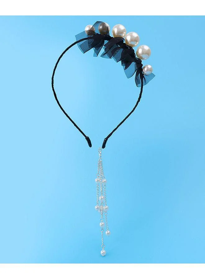 Mark & Mia Mark & Mia Hair Bands with Pearls, Stylish Design, Versatile Usage, Lightweight, Free Size, 5 Years+ - Black