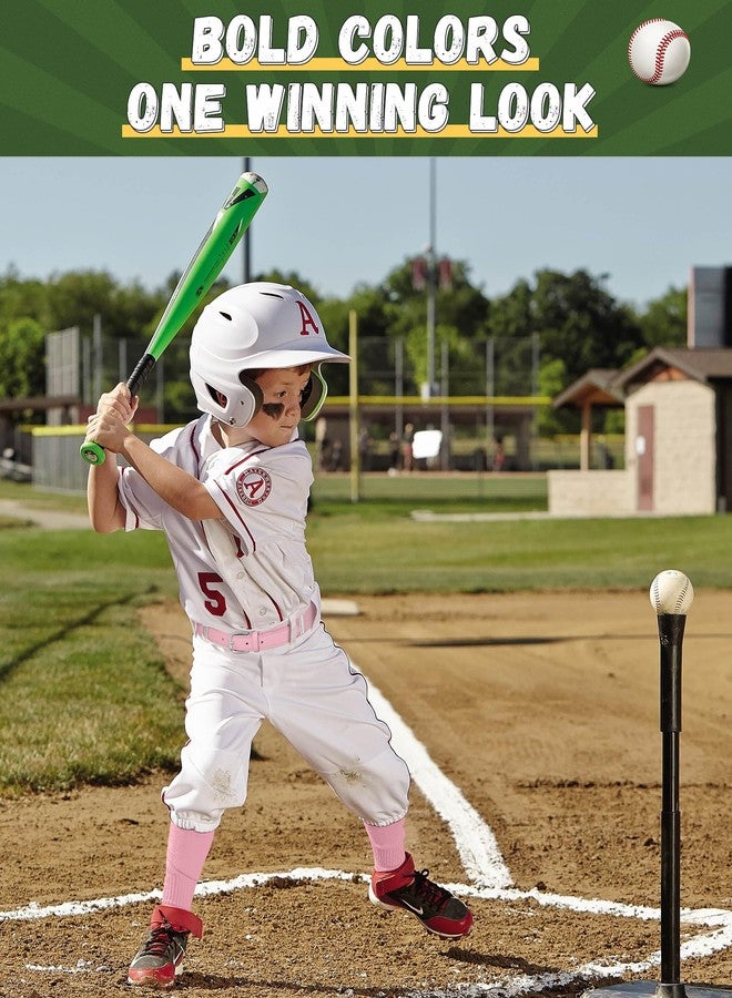 AWAYTR Youth Baseball Socks and Belt - Kids Softball Belts and Socks Combo for Youth Boys Girls (Pink, Fit waist 20" - 34" (Rec 6-15yrs)) - Image 5