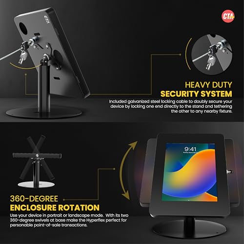 CTA Digital Premium Retail POS Stand – CTA Upscale Tablet Kiosk Stand with 360 Rotation & Locking – for iPad 11 (A16) - Pro 11-inch M4 - Air 11-inch M3- iPad 10th Gen - Galaxy Tab & More Tablets - Image 3