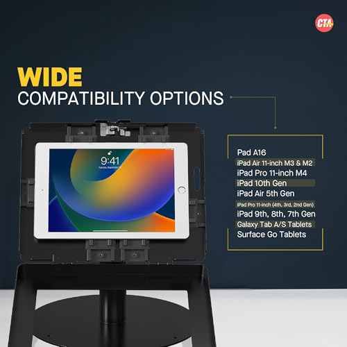 CTA Digital Premium Retail POS Stand – CTA Upscale Tablet Kiosk Stand with 360 Rotation & Locking – for iPad 11 (A16) - Pro 11-inch M4 - Air 11-inch M3- iPad 10th Gen - Galaxy Tab & More Tablets - Image 5