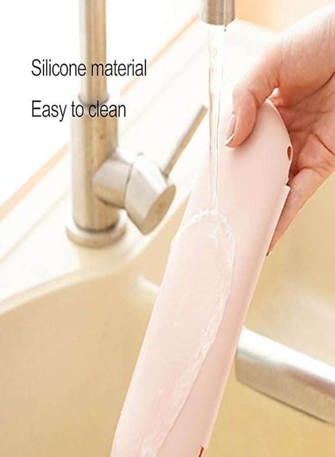 Mluffy No Fall Out Soft Brushes and Portable Silicone Make Up Pouch Organizer | Double Side Hollow Breathable Freely Squeeze Makeup Blender Sponge Holder for Girl's (Pink) (Pack of 1) - Image 4