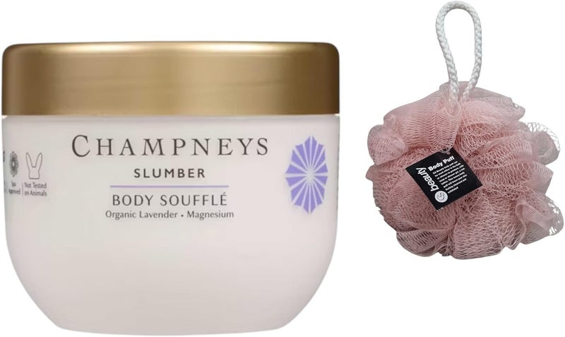 Champneys Slumber Body Souffle 300ML With Orignial Lavender Fragrance Magnesium With Free Beauty Body PuffAny Colour